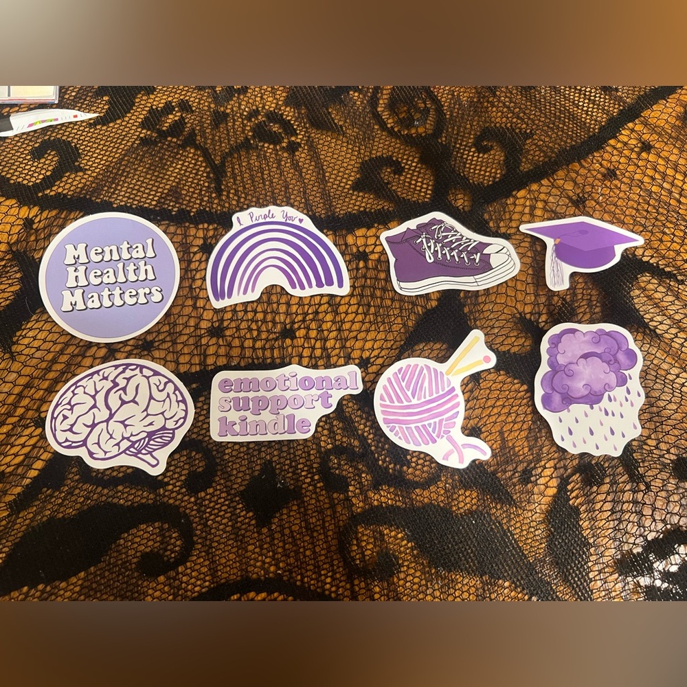 3 for $12 Purple Mental Health Stickers